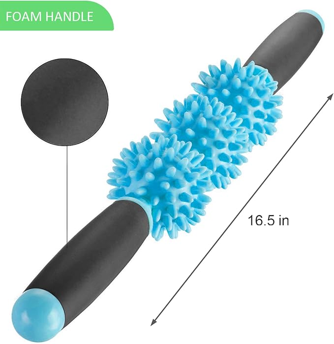 Coolife Fascia Muscle Roller - Cellulite Massager - Fascia Roller for Cellulite and Sore Muscles - Neck, Leg, Back, Body Deep Tissue Massage Stick Tools - 3 Balls Size Version