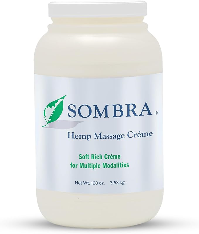 Sombra Hemp Massage Crème – Soothes Sore Muscles with Hemp Extract, Vitamin E, Pumpkin, Kukui, Sweet Almond, Jojoba, Shea Butter, Aloe Vera & Lemongrass, 128oz