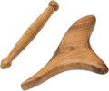Honbay 2PCS Reflexology Tools Wood Body Massager Triangle Gua Sha Board Scraping Board Foot Massage Stick Tool Head Neck Hand Waist Calf Leg Foot Massager (Camphor Wood)