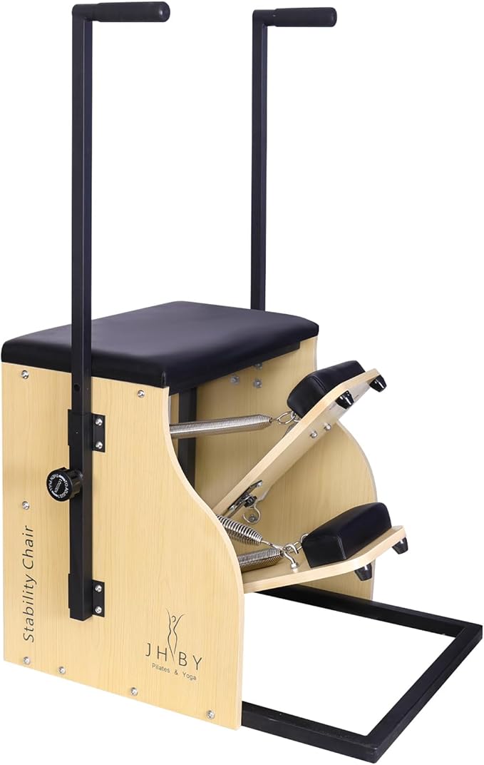 Pilates Chair, Home Pilates Chair, Pilates Chair for Home Workouts, Sturdy Metal Frame (Black Frame Black Cushion)