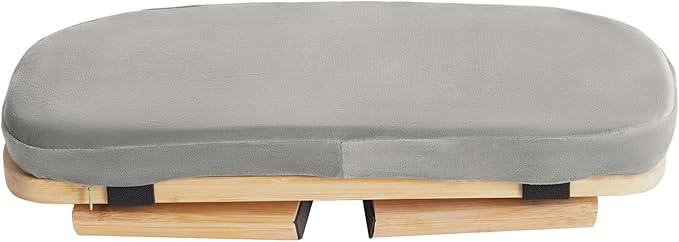 Bamboo Meditation Bench,Portable Bamboo Meditation Stool with Meditation Cushion, Foldable & 5°Ergonomic Tilt Kneeling Meditation Yoga Stool-396.83lbs Max. Load Capacity (Grey)