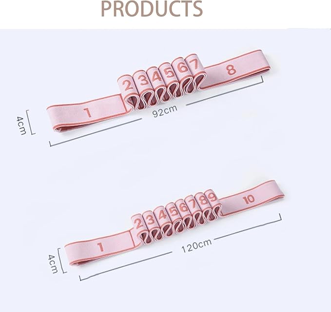 Fitness Resistance Band for Stretching and Yoga, Number Stretch Resistance Band with Clear Markings, 8/10-Section Elastic Training Bands for Yoga, Stretching, Pilates, Fitness