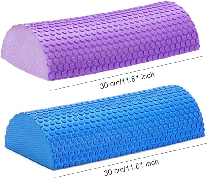 Half Round Foam Roller EVA Back Exercise Shaft Yoga Columns for Deeply Tissue Muscle Massage Blue,Sports