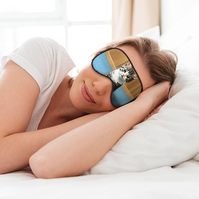 Bedroom Kitten Head-Mounted Double-Sided Light-Blocking Sleeping Eye mask to Protect Eyes and Relieve Eye Fatigue, 1 Count (Pack of 1)