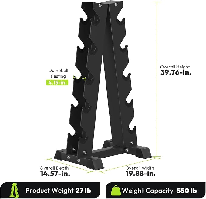 Dumbbell Rack A Frame Weight Rack Stand Dumbbell Weight Storage for Home Gym, Space-Saving Weight Stand for Home Gym