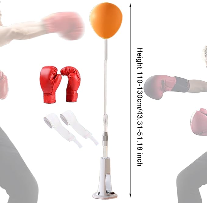Punching Bag with Stand Boxing Reaction Ball with Gloves Gear MMA Equipment Hand Eye Coordination Training Adjustable Height