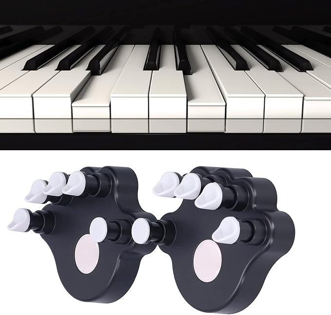 2Pcs Piano Finger Trainers ABS and Silicone Hand Grip Exerciser Piano Correctors Orthotic Tools for Strength Training(black)