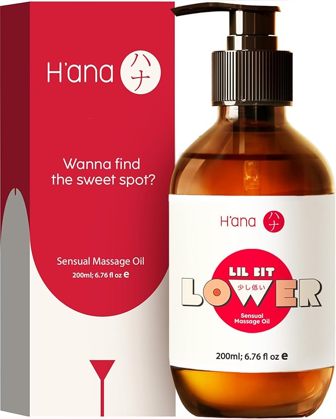 H'ana Sensual Massage Oil for Date Night - Gently Warming, Soothing & Hydrating, Crafted with 100% Pure Vanilla Body Oil for Cozy Moments and Bedtime Therapy (6.76 Fl Oz)