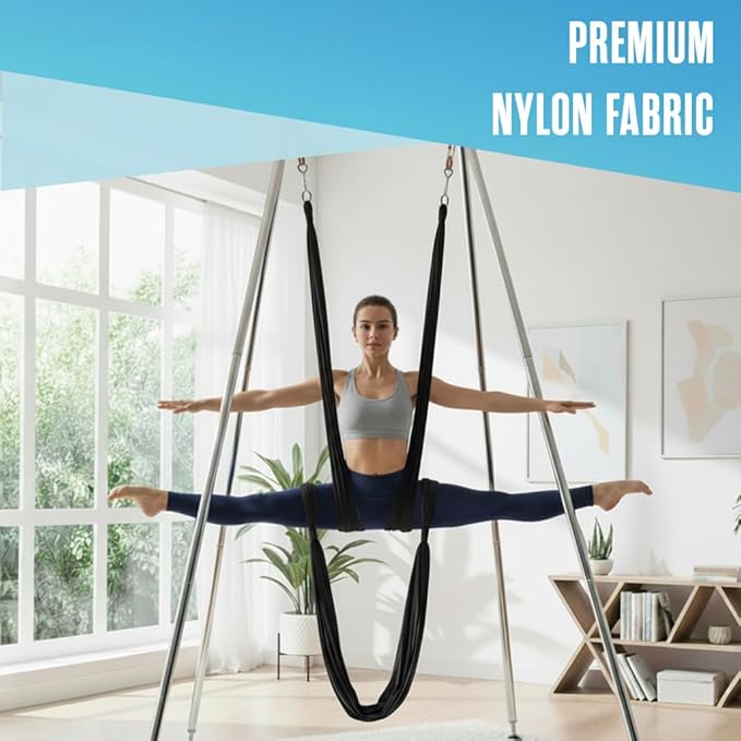 Houseables Aerial Silks, Yoga Swing, Aerial Yoga Hammock, Ariel Silk, Gymnastics Swing, Acrobatics Equipment, For Home, Indoor, Outdoor, Arial Setup, Rig, Sling, Portable