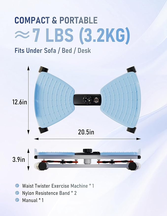 Waist Twister Machine with Smart Digital Counter and Resistance Bands 300 Lbs Capacity, Noiseless Ab Twister Board for Home Exercise, Fitness Equipment Ideal for Women to Burn Belly Fat and Tone Body