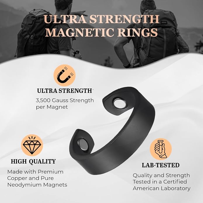 The Original Pure Copper Ultra Strength Magnetic Field Ring for Men & Women | Magnetic Therapy Ring