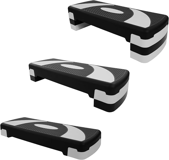 BalanceFrom Aerobic Step Platform Trainer with Adjustable 3-Level Risers, 400 Pound Weight Capacity – Non-Slip Exercise Stepper for Cardio, Strength, and Fitness Workouts at Home or Gym