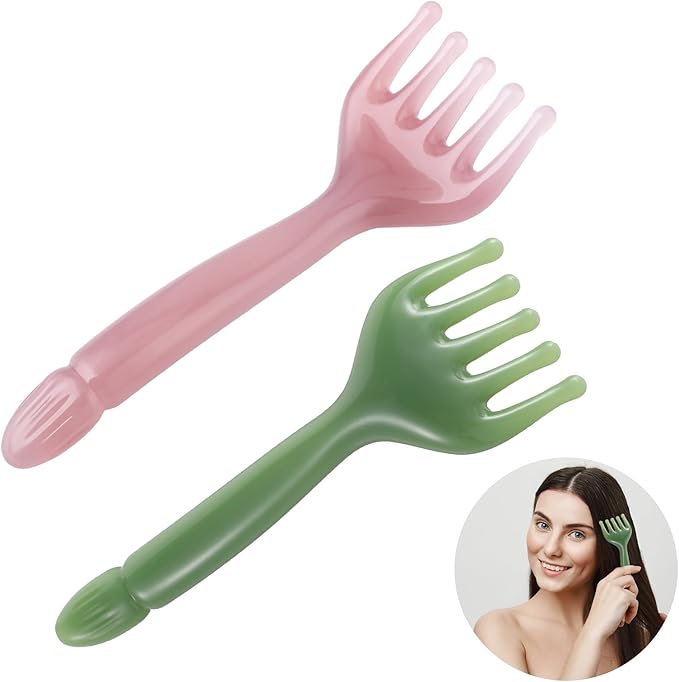 2Pcs Head Massager Manual Hair Scalp Massager Gua Sha Five Claw Massage Tool Comb Portable Handheld Resin Relax Tool for Father's Day Mother's Day Gifts (Pink Purple; Green)