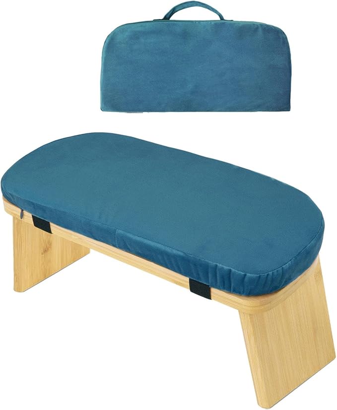 Meditation Bench, Bench for Home, Stable, Stool, Bamboo, Stable for Kneeling Or Sitting, Meditation Stool, Knee Stool, Blue