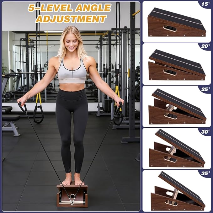 Slant Board for Calf Stretching & Relief, Adjustable Wooden Incline Slant Board for Squats, Calf Stretcher Board for Knees Ankle Heel Feet Leg, Home Gym Physical Therapy