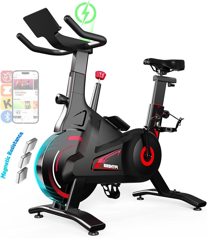 YESOUL Self-Powered Exercise Bike with Exclusive Smart App & Dynamic LED Lights – Silent Magnetic Resistance, Dual-Stage Drive, Stable 300 lbs Frame, Indoor Cycling Bike for Home