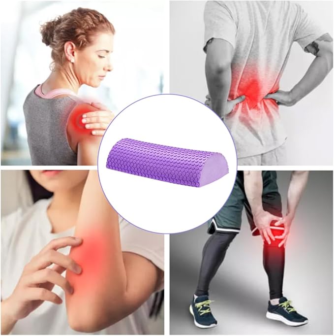 Half Round Foam Roller EVA Back Exercise Shaft Yoga Columns for Deeply Tissue Muscle Massage Blue,Sports