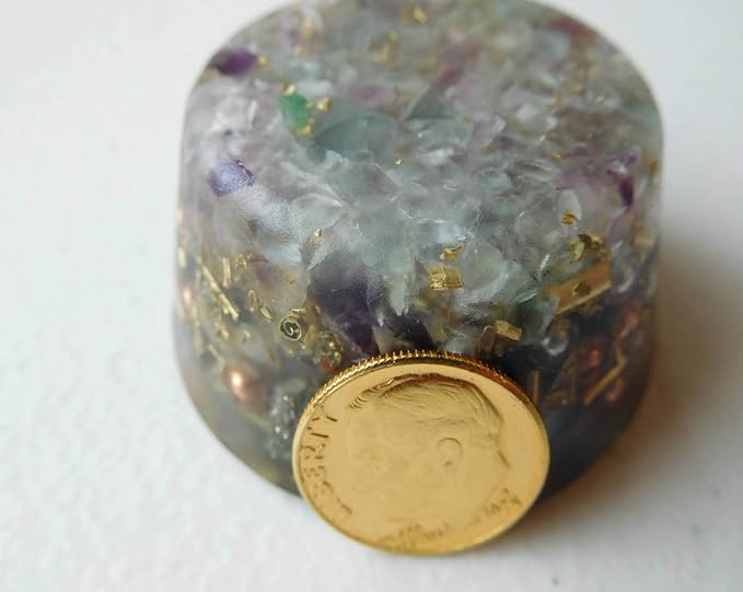 Rainbow Fluorite Orgone Generator Energy Accumulator 528Hz/7.83Hz/Advance Harmonics Many Beautiful Ingredients and Colors! (Rainbow Fluorite)