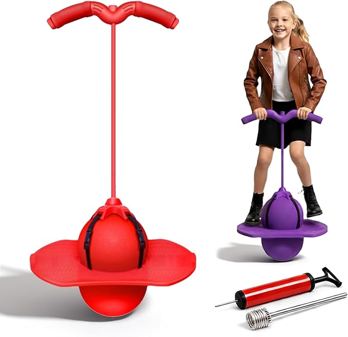 Balance Jumping Ball, 2026 Upgraded Jumping Hopping Ball with Handle and Pump, High Jump Toy Bounce Jump Trick Board for Beginners and Adults