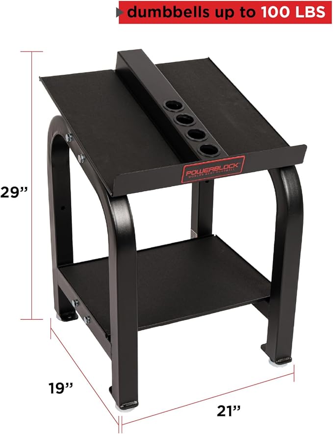 PowerBlock Home Rack Stand, Dumbbell Rack & Weight Rack With Tray, Supports Dumbbells up to 100 lbs, Durable Steel Construction, Home Gym Strength Training, Innovative Workout Equipment
