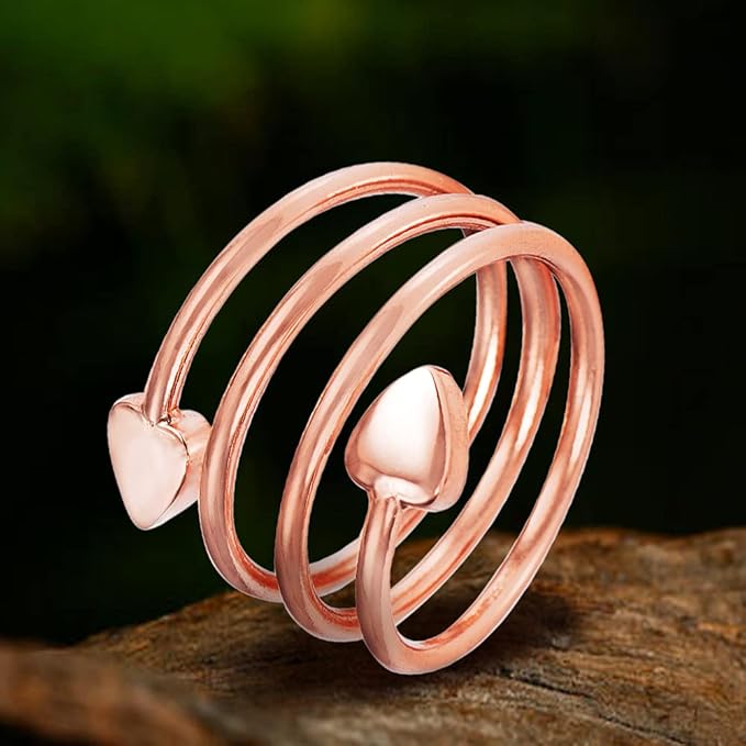 Copper Rings for Women, 99% Pure Copper Set 3Pcs Heart-Shaped Rose Gold Magnetic, Fashion Jewelry Presents(R 3PCS)