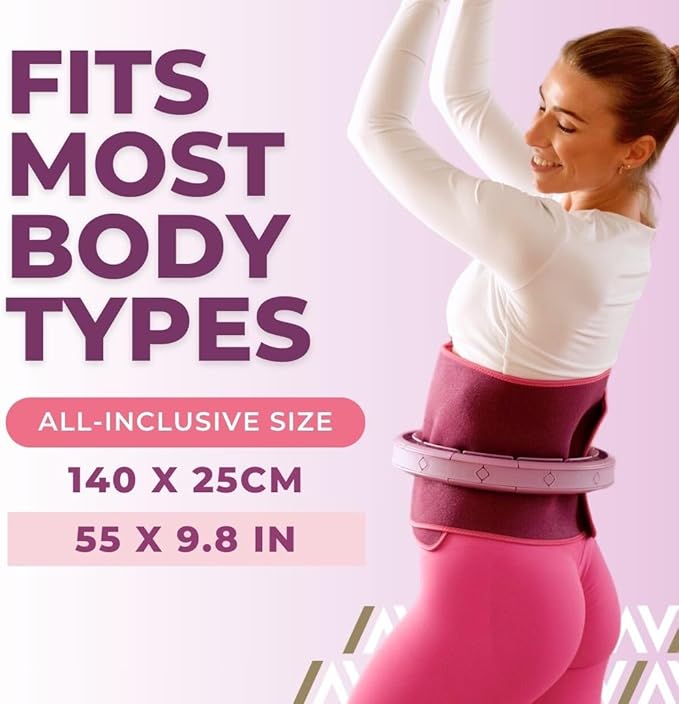 Swiss Activa+ Waist Trimmer -Waist Size 22-44in - Weight Loss Infinity Smart Weighted Hula Hoop for Women Purple