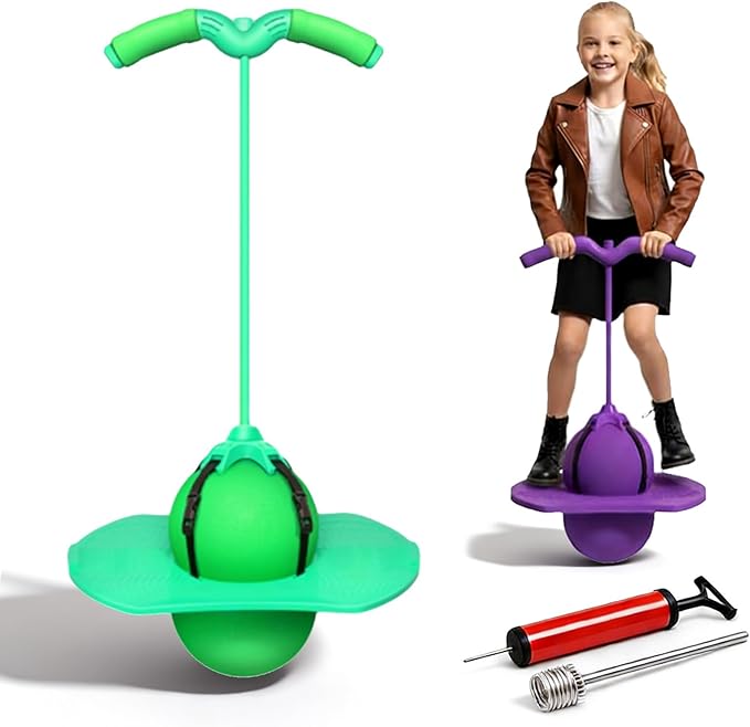 Balance Jumping Ball, 2026 Upgraded Jumping Hopping Ball with Handle and Pump, High Jump Toy Bounce Jump Trick Board for Beginners and Adults