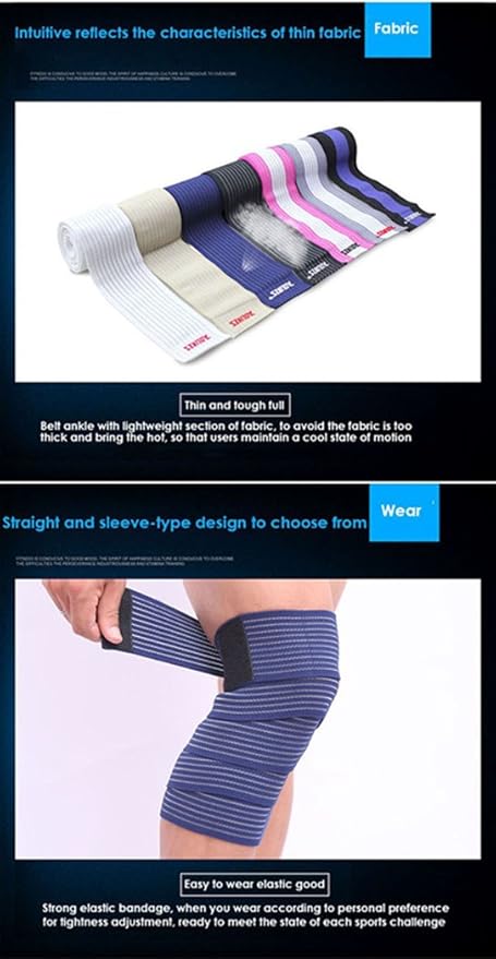 (1 Pair Elastic Breathable Knee Brace Compression Bandage Wraps Pain Relief Straps Support Wraps Sleeve for Men Women Cross Training WODs,Gym Workout,Fitness & Powerlifting (Beige)
