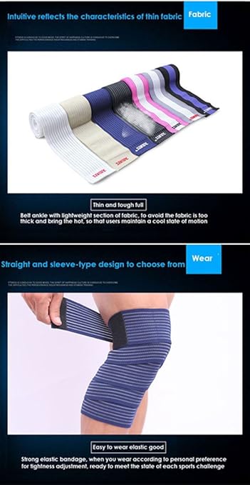 Runworld (1 Pair Elastic Breathable Knee Brace Compression Bandage Wraps Pain Relief Straps Support Wraps Sleeve for Men Women Cross Training WODs,Gym Workout,Fitness & Powerlifting (Rose/White)