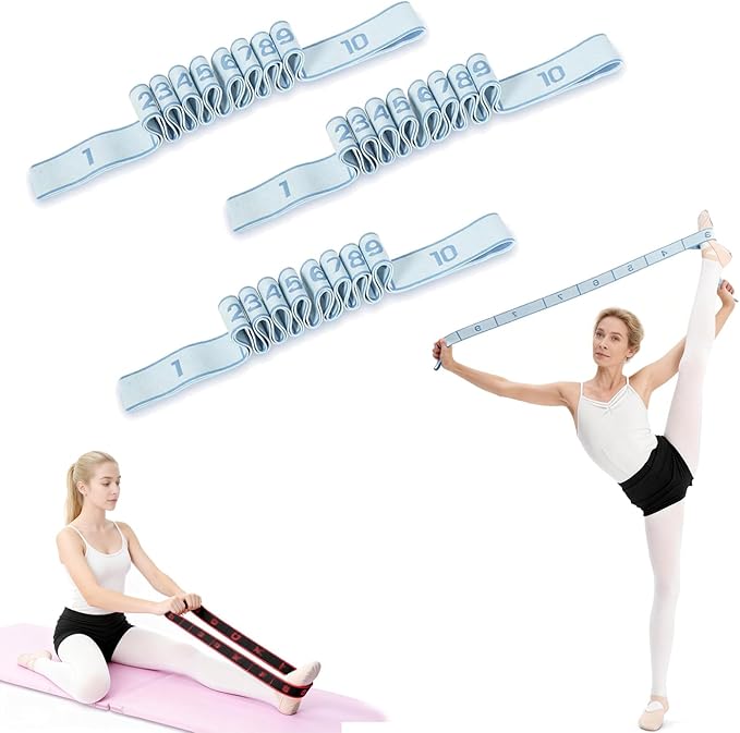 Fitness Resistance Band for Stretching & Yoga, 8/10/12-Section Stretch Band with Clear Markings, Elastic Training Band for Pilates, Yoga, Fitness & Stretching Exercises