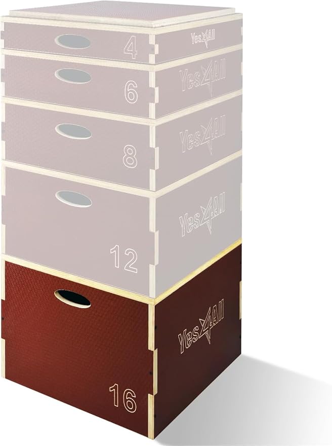 Yes4All 3 in 1 Wooden Plyo Box, Plyometric Box Platform for Jump Training, Jump Boxes for Home Gym Exercise and Outdoor Workout