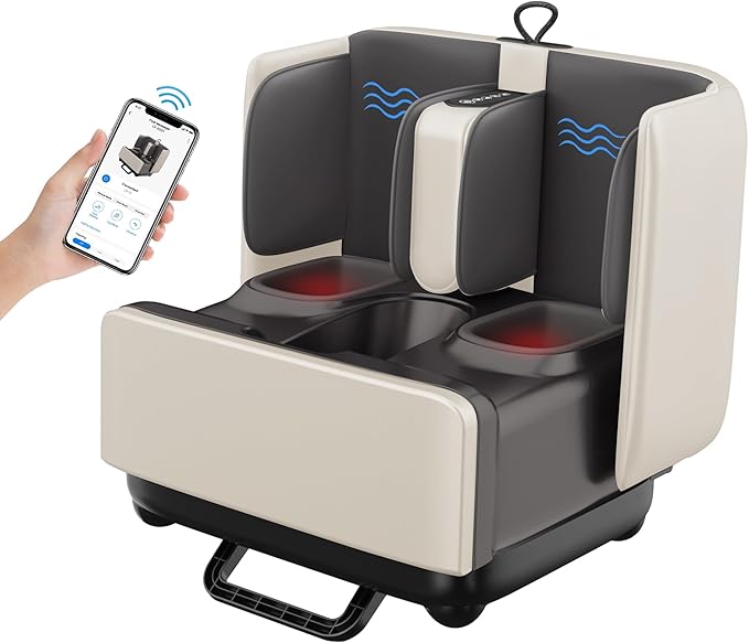 COMFIER 2-in-1 Shiatsu Foot Massager&Foot Rest,Foot and Calf Massager with APP Control,Heated Feet Massager for Foot Pain Relief,Gifts for Men Women