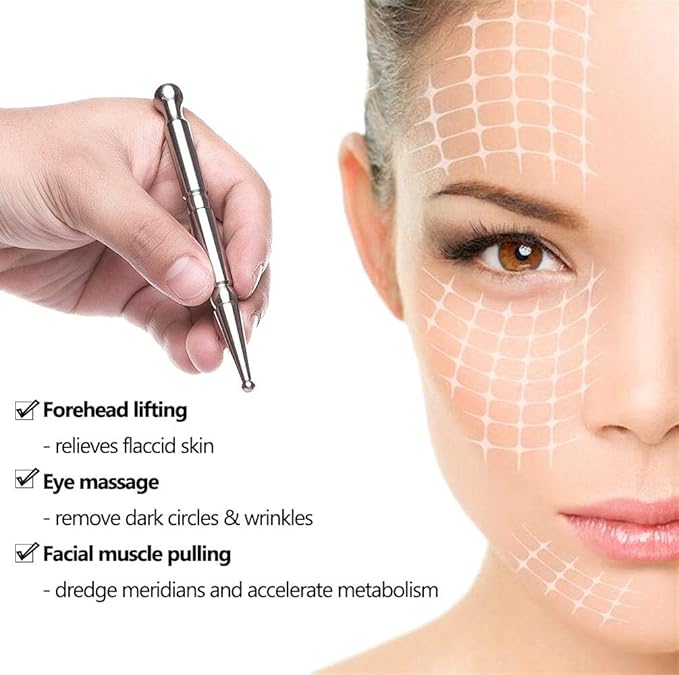 FeelFree Sport Stainless Steel Manual Acupuncture Pen-Deep Tissue Massage Tool-Trigger Point Massage Relief Pain Therapy Tools Full Body Relaxing Trigger Self-Massage Acupressure Bar (A)