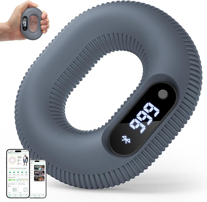 Smart Grip Strength Trainer with Bluetooth App - Squeeze to Control Videos, Play Games & Track Data, Soft Portable Hand Exerciser for Strength, Stress Relief & Rehab