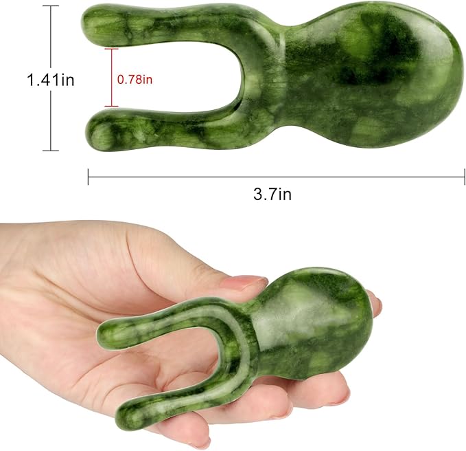 ideayard Jade Gua Sha Facial Tools, Jade Massage Tools for Face Nose Eye, Manual Therapy Tools, Handheld Meridians Acupressure Tool Birthday Gifts for Women Men