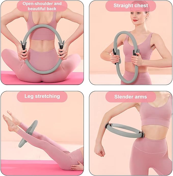 Pilates Ring Fitness Circle 14.96" Yoga Rings Magic Circle with Dual Padded Handles for Toning Arms, Thighs/Legs & Core