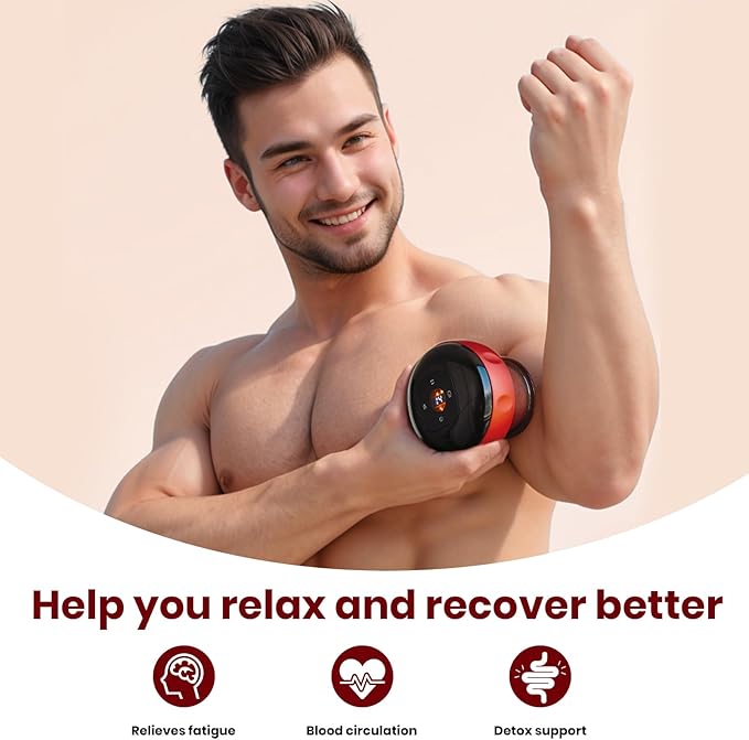 Becommend 5-in-1 Smart Dynamic Cupping Therapy Set with 20-Level Heat & Suction, Cupping Kit for Massage Therapy, Electric Cupping Device with Red Light for Back Pain, Knots, Soreness Relief (Red)