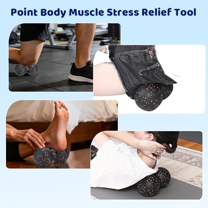 Peanut Massage Ball, 24x12cm Myofascial Release Acupoint Massage Deep Tissue Muscle Massage Back Leg Massage Roller Mobility Ball Double Ball for Daily Physical Therapy Yoga Therapy