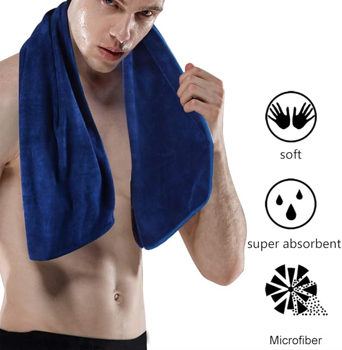 KinHwa Absorbent Workout Towels for Gym Soft Gym Towels for Sweat Microfiber Sports Towel Perfect Size for Workouts, Hot Yoga, Running, Biking or Camping 16inch x 31inch 3 Pack