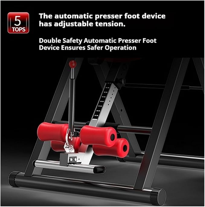XXYUAN Folding Inversion Table with Adjustable Height, Home Use Back Stretch Machine for Spinal Decompression, Auto-Lock System with Ankle Holder & Safety Belt, 150kg Capacity Steel Frame