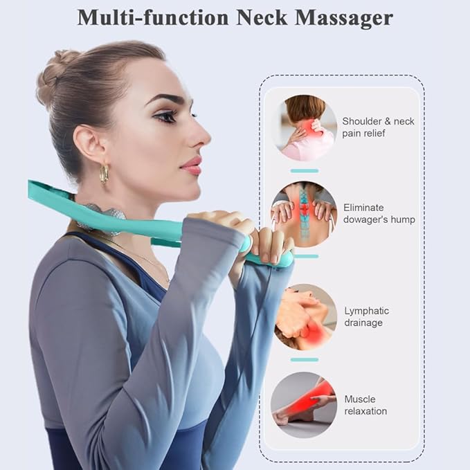 2-in-1 Manual Neck Massager Roller Set with 360° Massage Ball - Ergonomic 6-Wheel Handheld Neck & Shoulder Roller for Muscle Knots, Stiffness & Tech Neck Relief - Portable Home & Office Kit