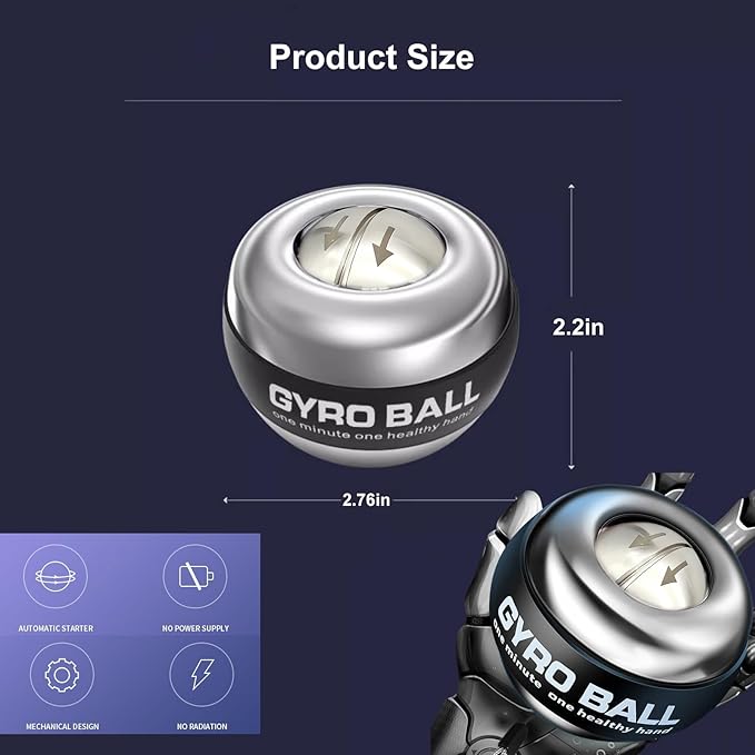 2026 Upgraded Gyro Ball Wrist Exerciser, Vital Wrist Ball,Metal Shell & BallCore, Hand Exerciser – RelievesWrist Pain