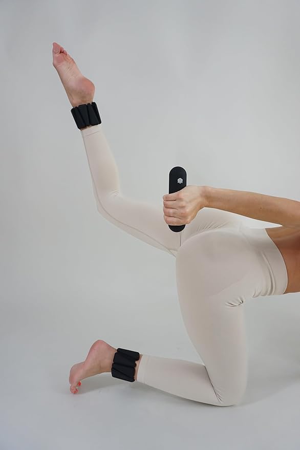 Pilates Pro Power Pack - Workout Essentials - 2.2lb Hand Weights, 2.2lb Ankle Weights/Wrist Weights, Resistance bands, Pilates Ball, Canvas Tote Bag - For Beginners or Advanced - Home or Gym/Studio Use.