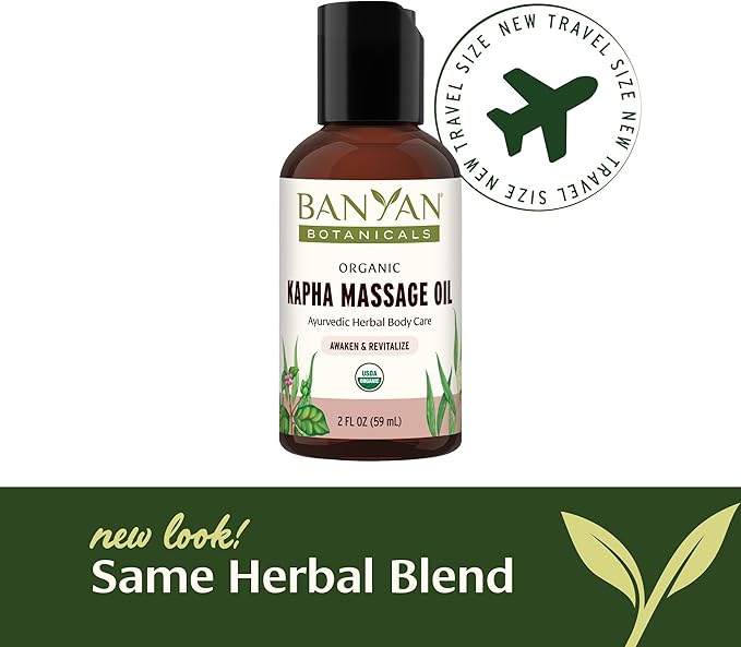 Banyan Botanicals Kapha Massage Oil – Organic Massage Oil with Chitrak and Tulsi – Warming Ayurvedic Oil to Revitalize The Tissues and Awaken The Mind – 2 oz. – Non-GMO Sustainably Sourced Vegan