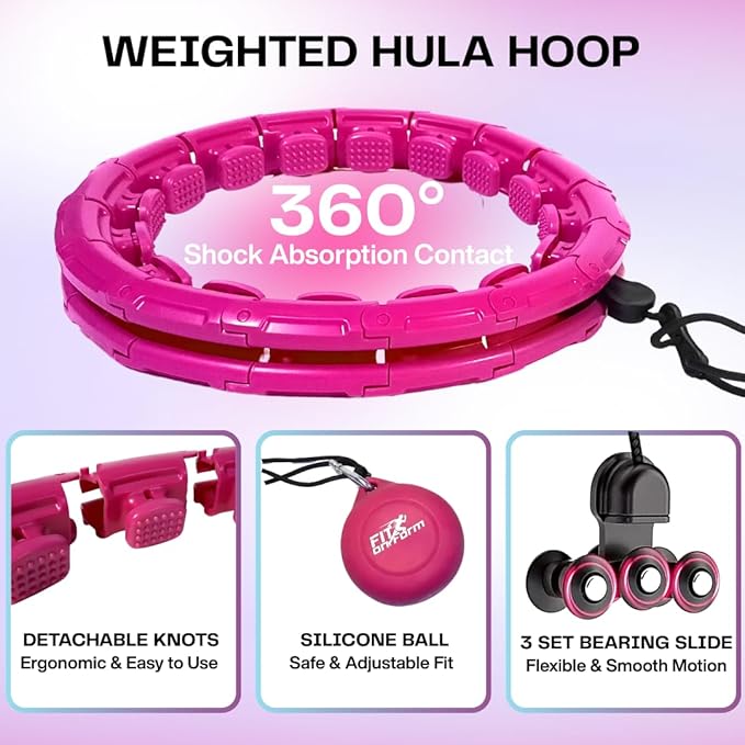 FIT ON FORM Infinity Weighted Hula Hoop for Adults Weight Loss, Smart Exercise Hola Circle Hoop for Women Abs Workout