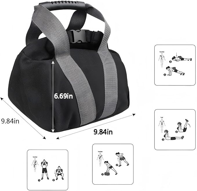 Fitness sandbag Weight Bag, for Strength Training, Yoga and Exercise, Weight Squat Bag, Black, 9.84 x 9.84 x 6.69 inches