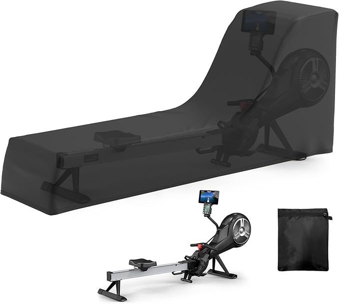 Gasadar Rowing Machine Cover for Concept 2 Fitness Equipment Outdoor Waterproof Sports Rowing Machine Cover with Adjustable Drawstrings and Windproof Buckle 95" L x 24" W x 40" H Black