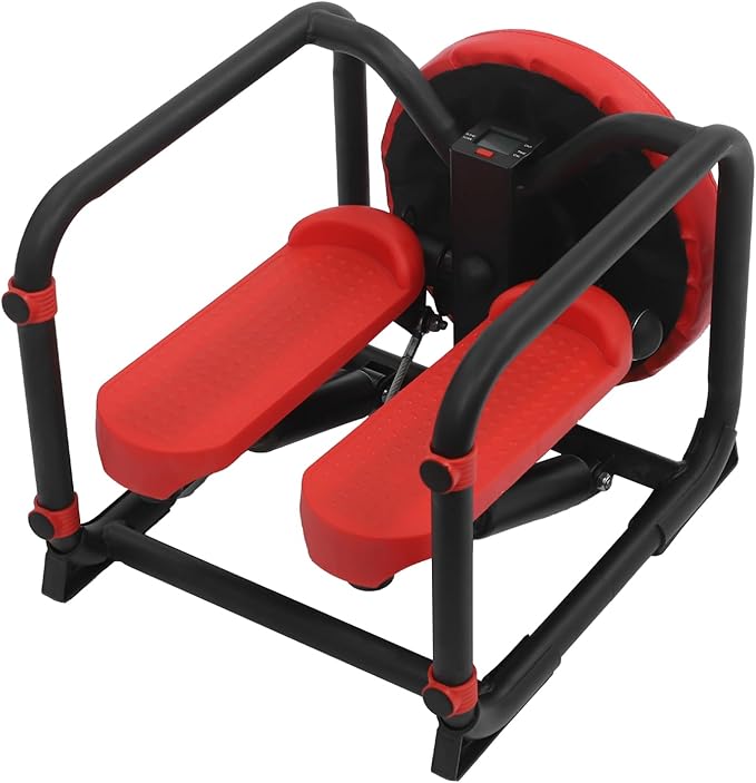 Multi-Function Stepper with Seat,Side-to-Side Lateral Rocking Fitness Stepper with Digital Monitor/Resistance Bands Machine, Total Body Workout, 300LBS Capacity for Home Office Workout