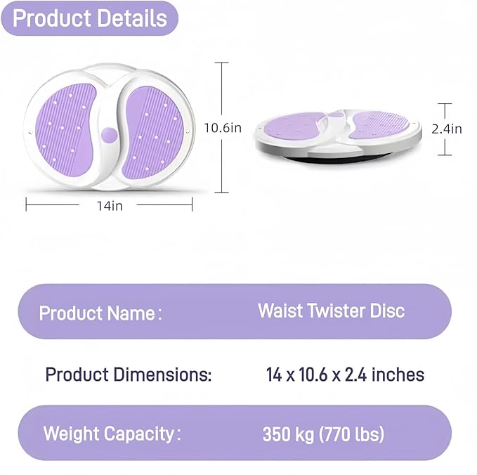 Waist Twister Disc Board, Ab Twist Board with 770 lbs Weight Capacity, with 18 Magnets for Foot Massage, Noiseless Home Gym Equipment for Women Men