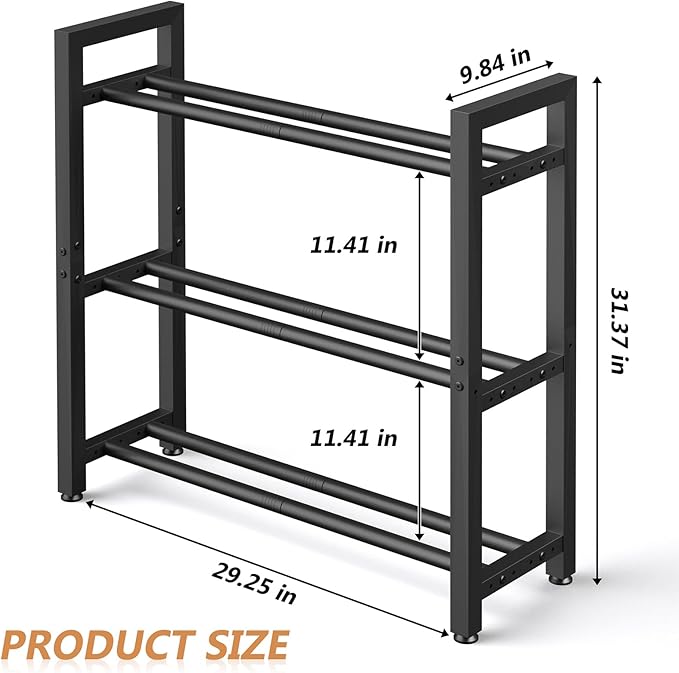 Dumbbell Rack Stand Only, Weight Rack for Home Gym, Heavy-Duty Kettlebell Rack, 3 Tier Adjustable Weight Storage Racks, Space-Saving Home Gym Organizer